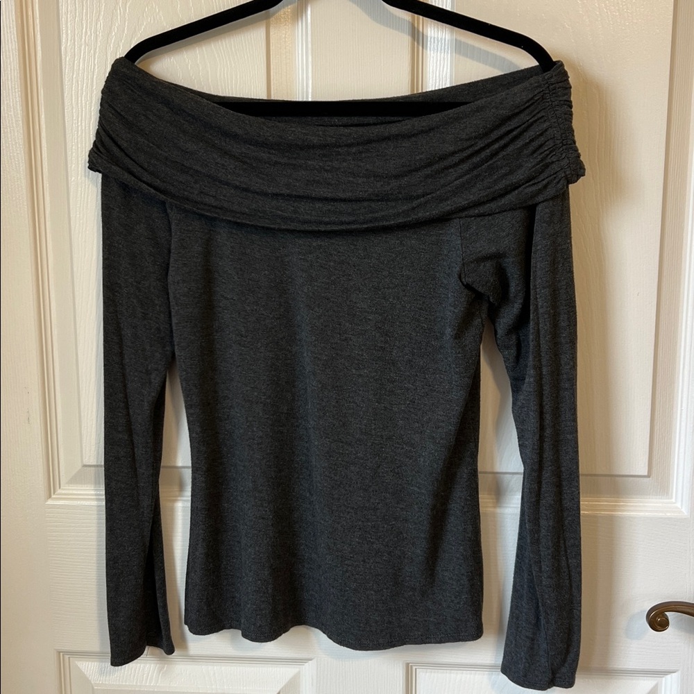 Max Studio Dark Gray Cowl/Draped Neck Top
